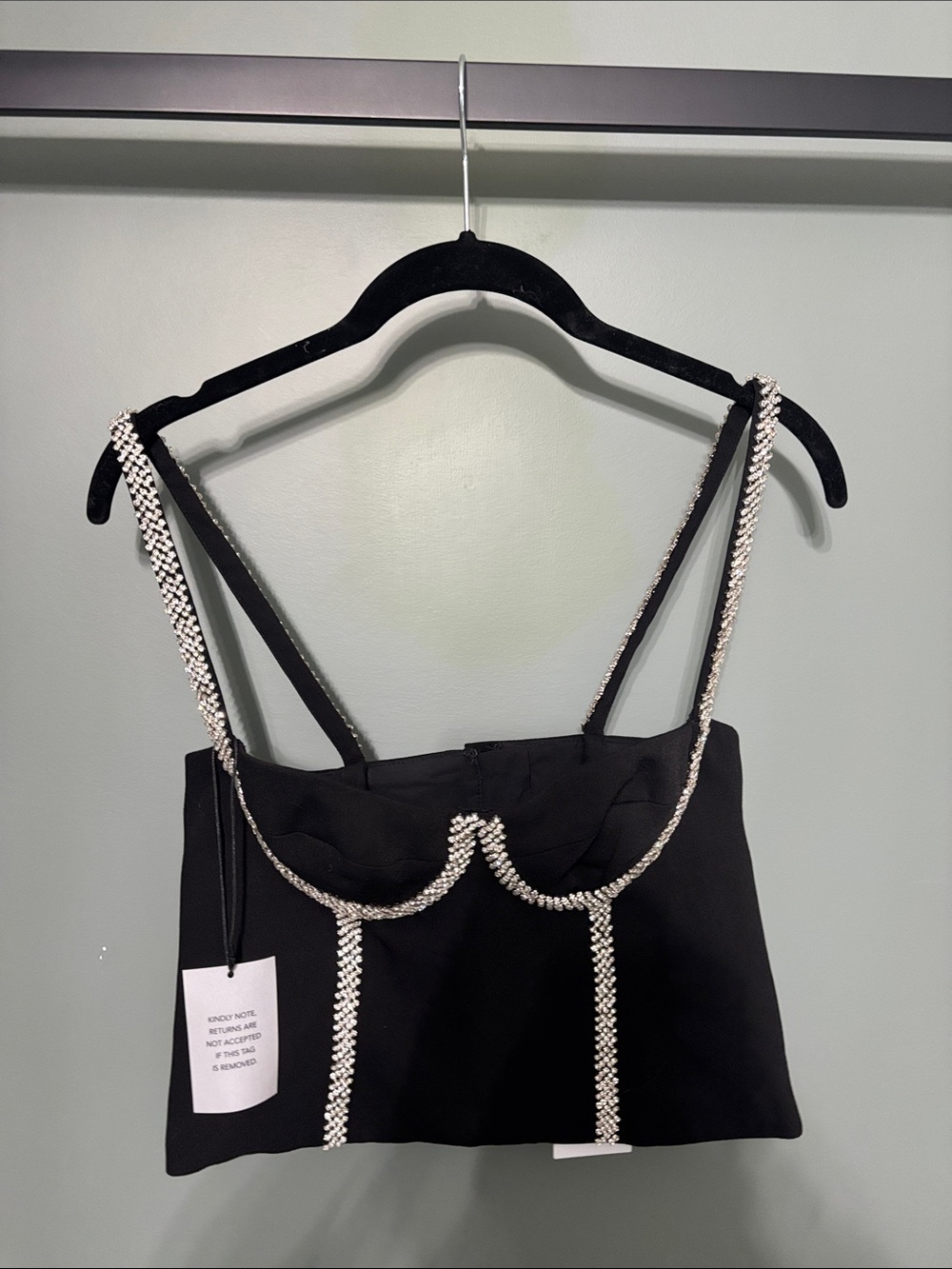 Lovers + Friends Black Strapless Embellished Crop Top